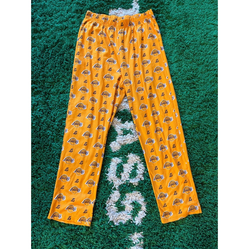 NBA Los Angeles Lakers Pajama Pants Mens Medium Yellow Excellent Sleepwear Logo
